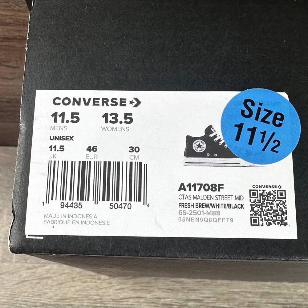 Converse Malden Street Mid Mens 11.5 Fresh Brew Brown Canvas Sneakers A11708F